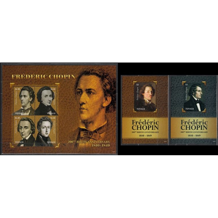 TUVALU 2010 Frederic Chopin 4v + 2 s/s MNH**