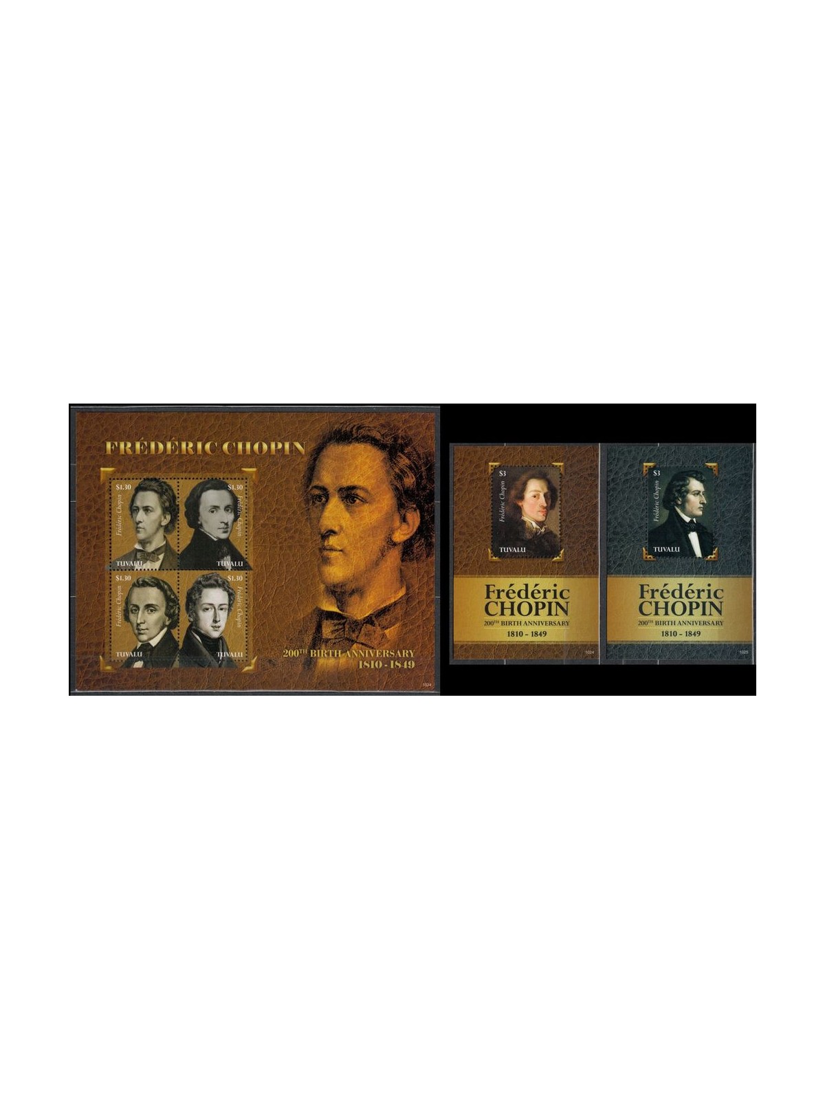 TUVALU 2010 Frederic Chopin 4v + 2 BF MNH**