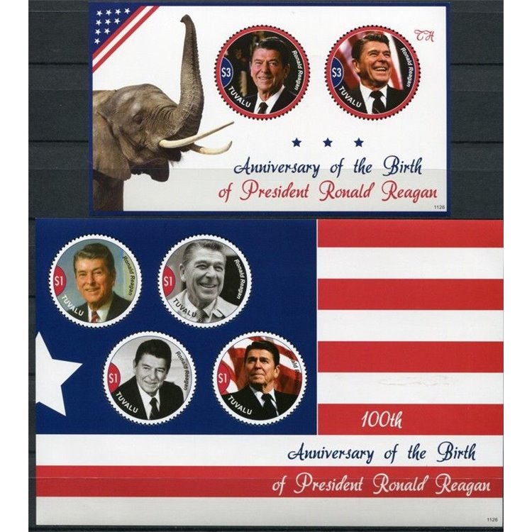 TUVALU 2011 President Ronald Reagan 4v + 1 s/s MNH**