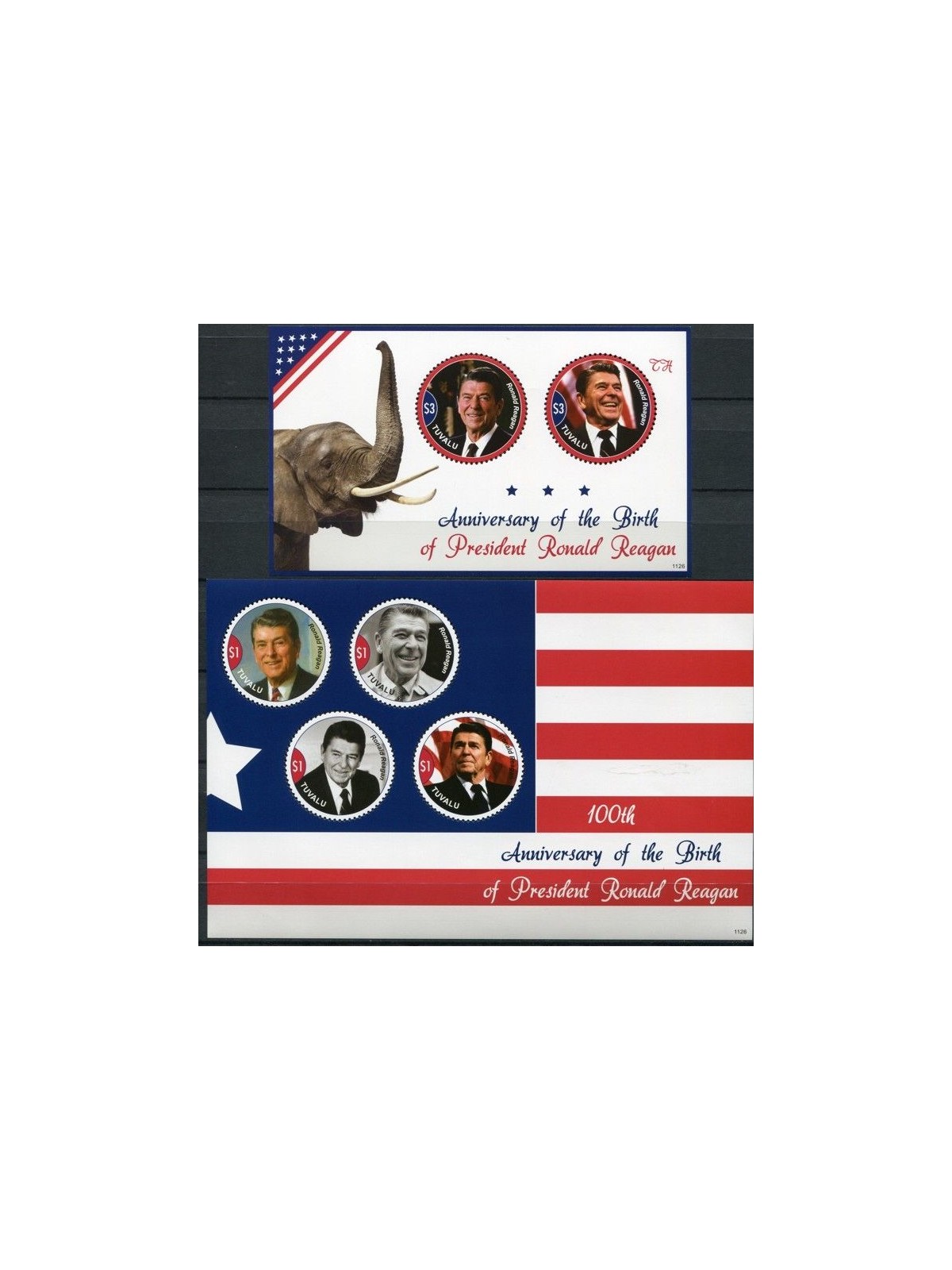 TUVALU 2011 President Ronald Reagan 4v + 1 BF MNH**