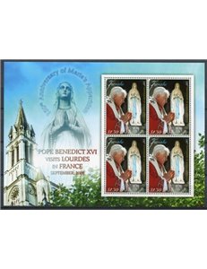 TUVALU 2008 Pope Benedict XVI, Lourdes 4v MNH**
