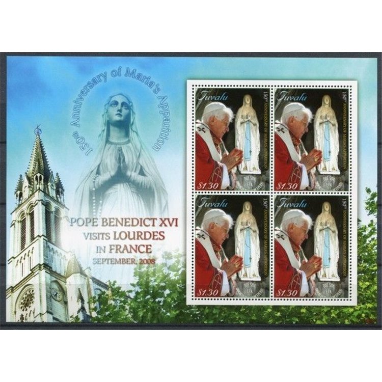 TUVALU 2008 Pope Benedict XVI, Lourdes 4v MNH**