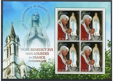 TUVALU 2008 Pope Benedict XVI, Lourdes 4v MNH**