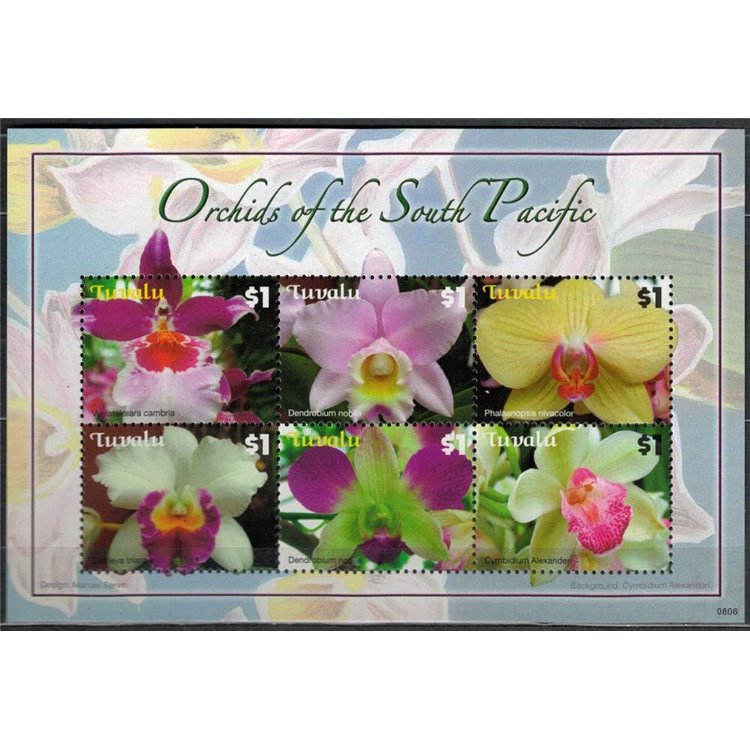 TUVALU 2008 Orchids 6v MNH**