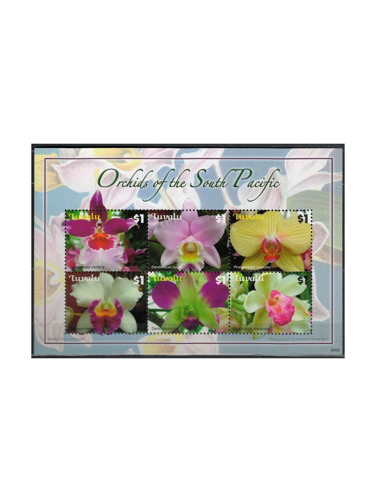 TUVALU 2008 Orchids 6v MNH**