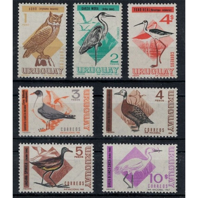URUGUAY 1968-70 Fauna, birds 7v MNH**