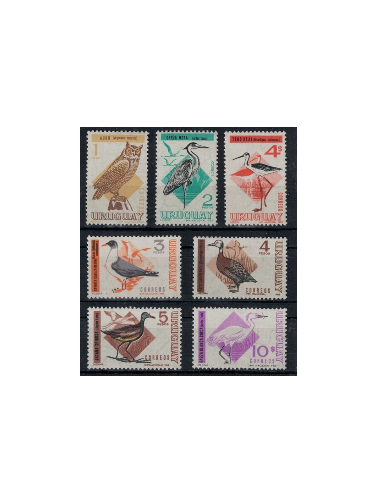 URUGUAY 1968-70 Fauna, uccelli 7v MNH**