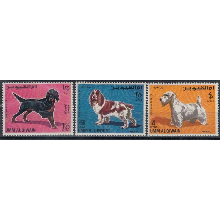UMM AL QIWAIN 1967 Posta aerea, cani 3v MNH**