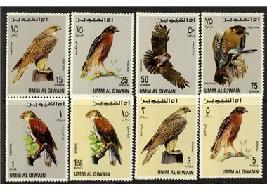 UMM AL QIWAIN 1968 Uccelli, falchi 8v MNH**