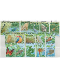 UGANDA 1990 Fauna, animali 16v MNH**