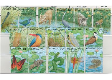 UGANDA 1990 Fauna, animals 16v MNH**