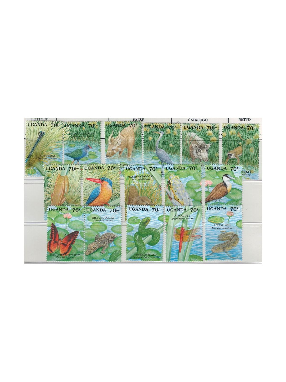 UGANDA 1990 Fauna, animals 16v MNH**