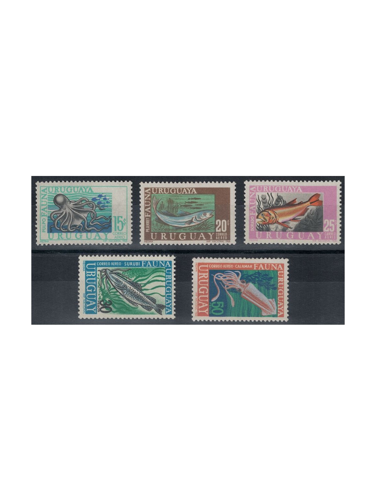 URUGUAY 1968 Fauna marina, pesci 5v MNH**