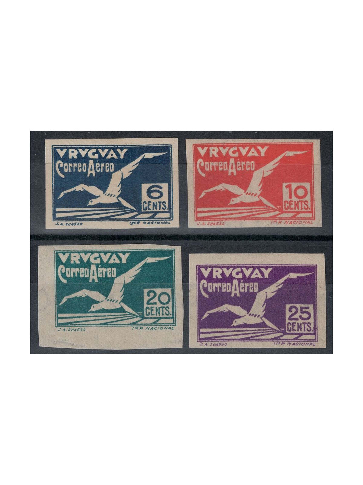 URUGUAY 1926 Serie ordinaria, posta aerea 4v MH*