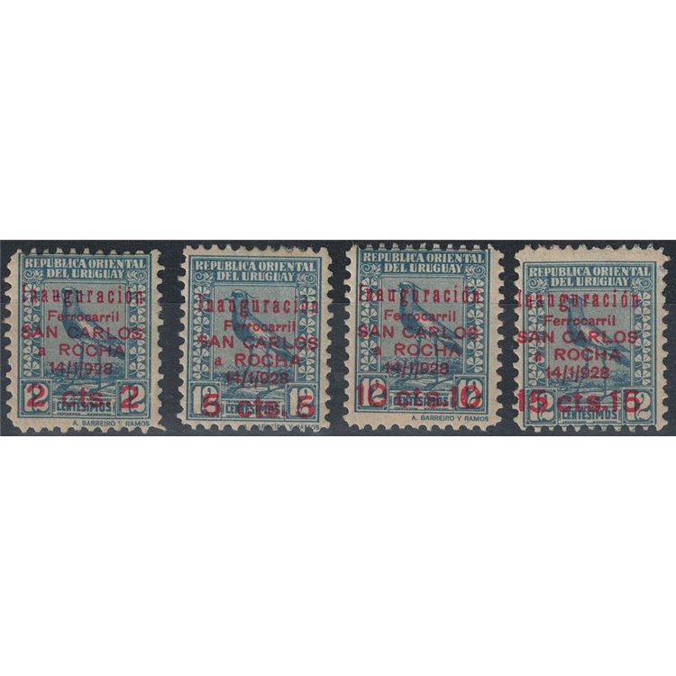 URUGUAY 1928 Inaugurazione linea ferroviaria San Carlos-Rocha 4v MH*
