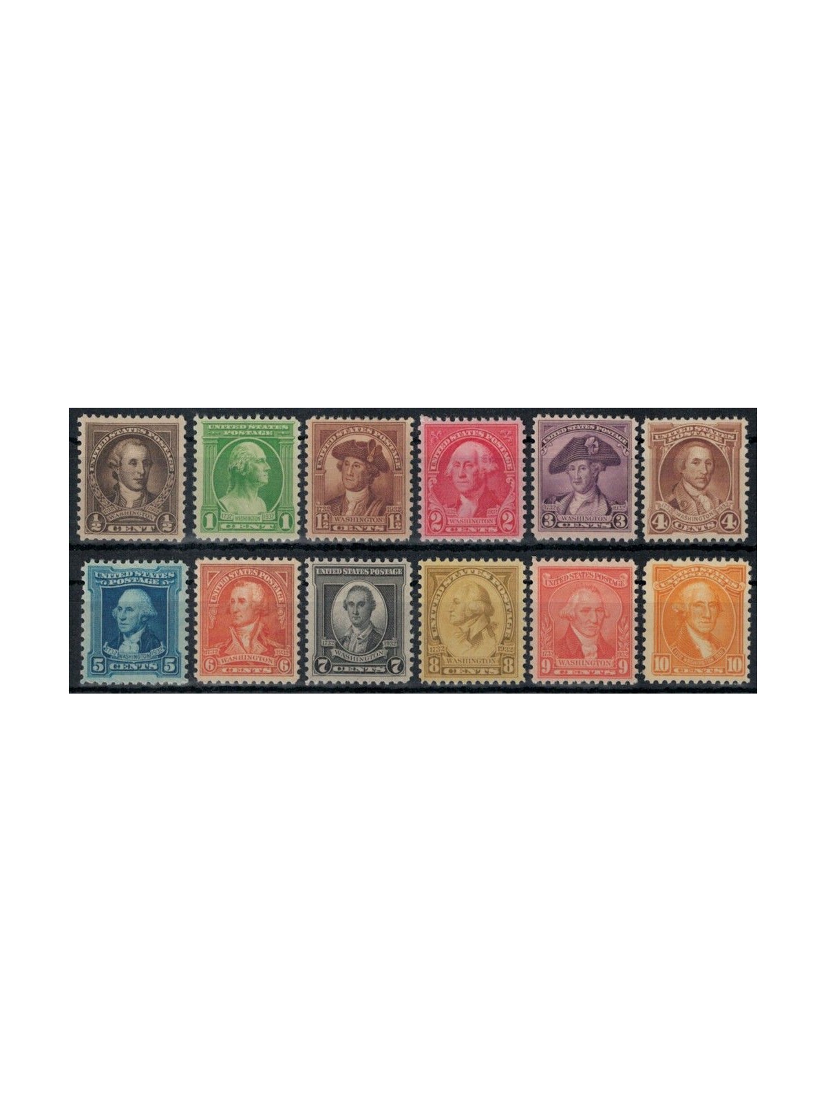 USA 1932 George Washington 12v MNH**