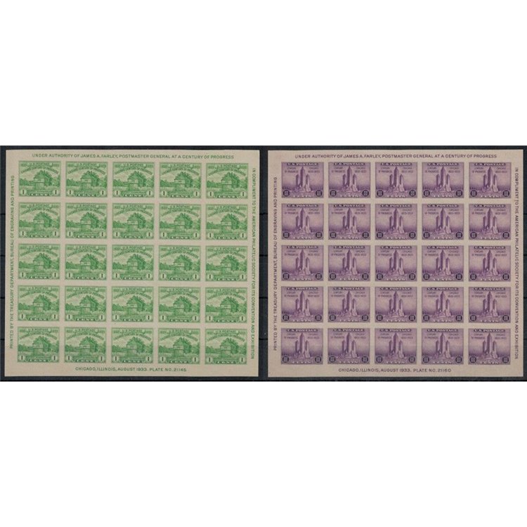 USA 1933 Esposizione di Chicago 2 BF MNH**