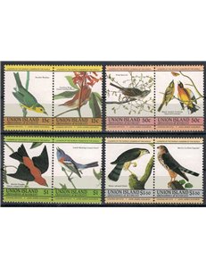 UNION ISLAND 1985 John James Audubon, birds 8v MNH**