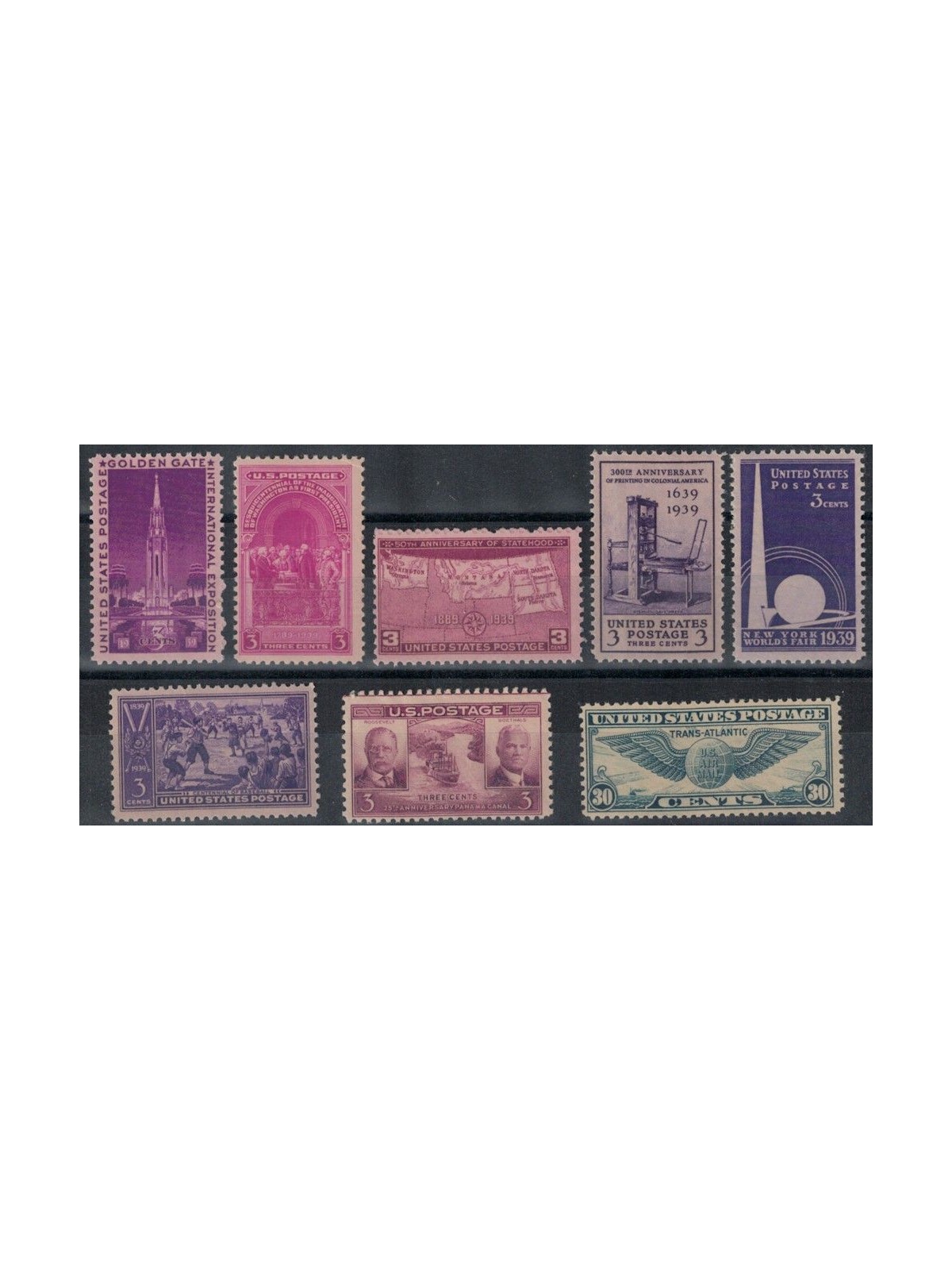 USA 1939 Complete vintage 8v MNH**