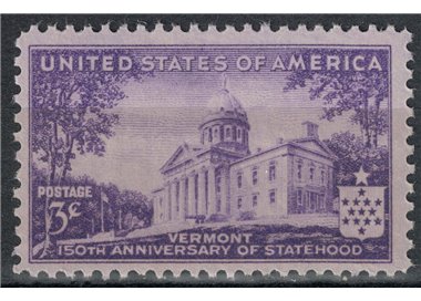 USA 1941 Admission of Vermont into the Confederacy MNH**