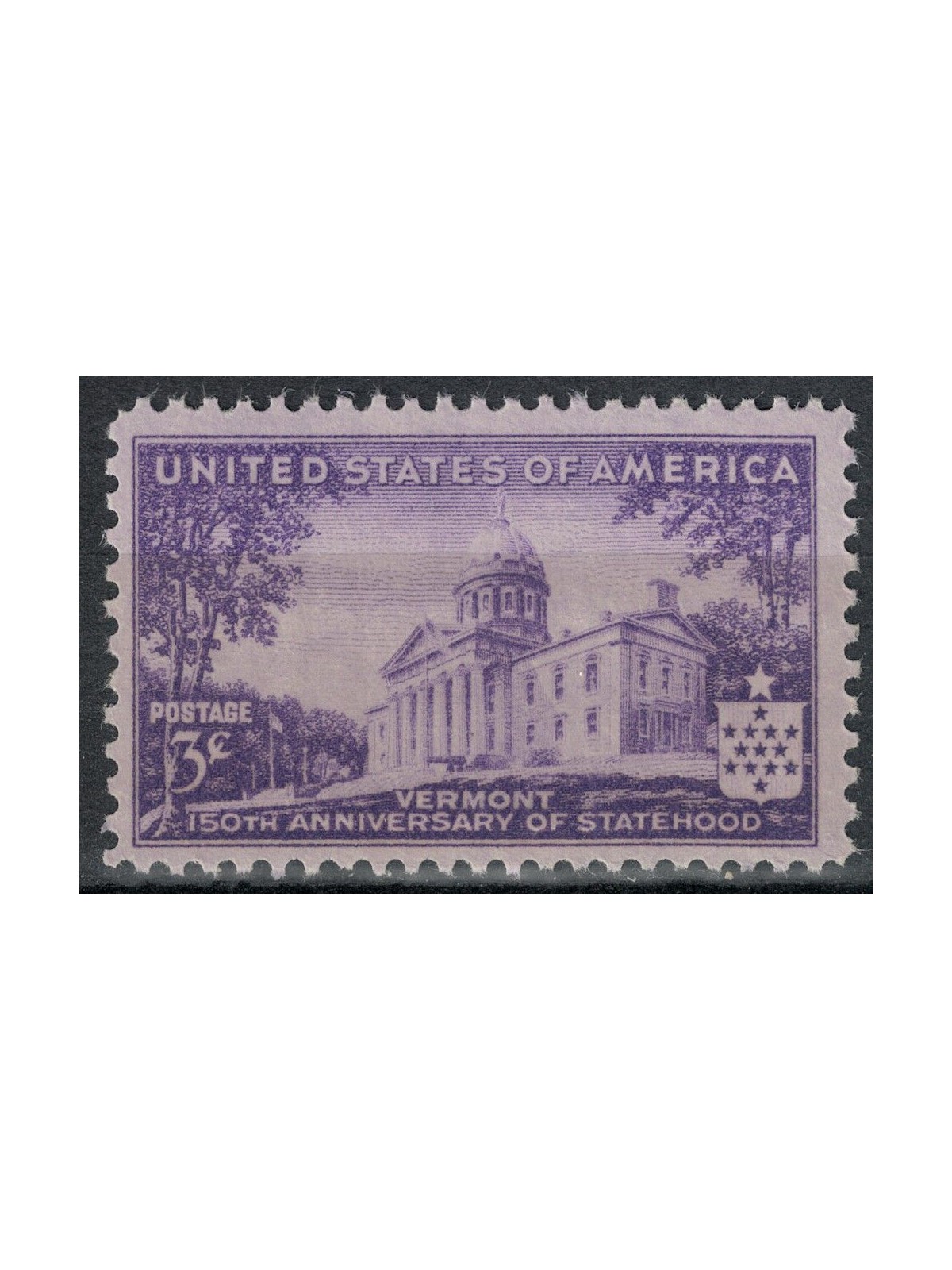USA 1941 Admission of Vermont into the Confederacy MNH**