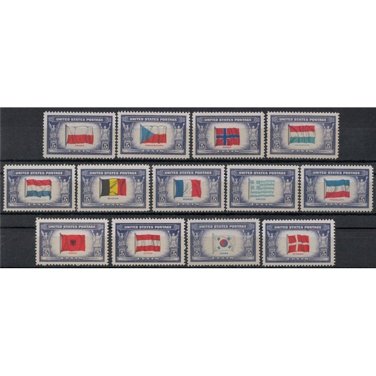 USA 1943-44 Bandiere dei Paesi occupati 13v MNH**