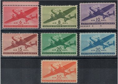 USA 1941-44 Twin-engine transport 7v MNH**