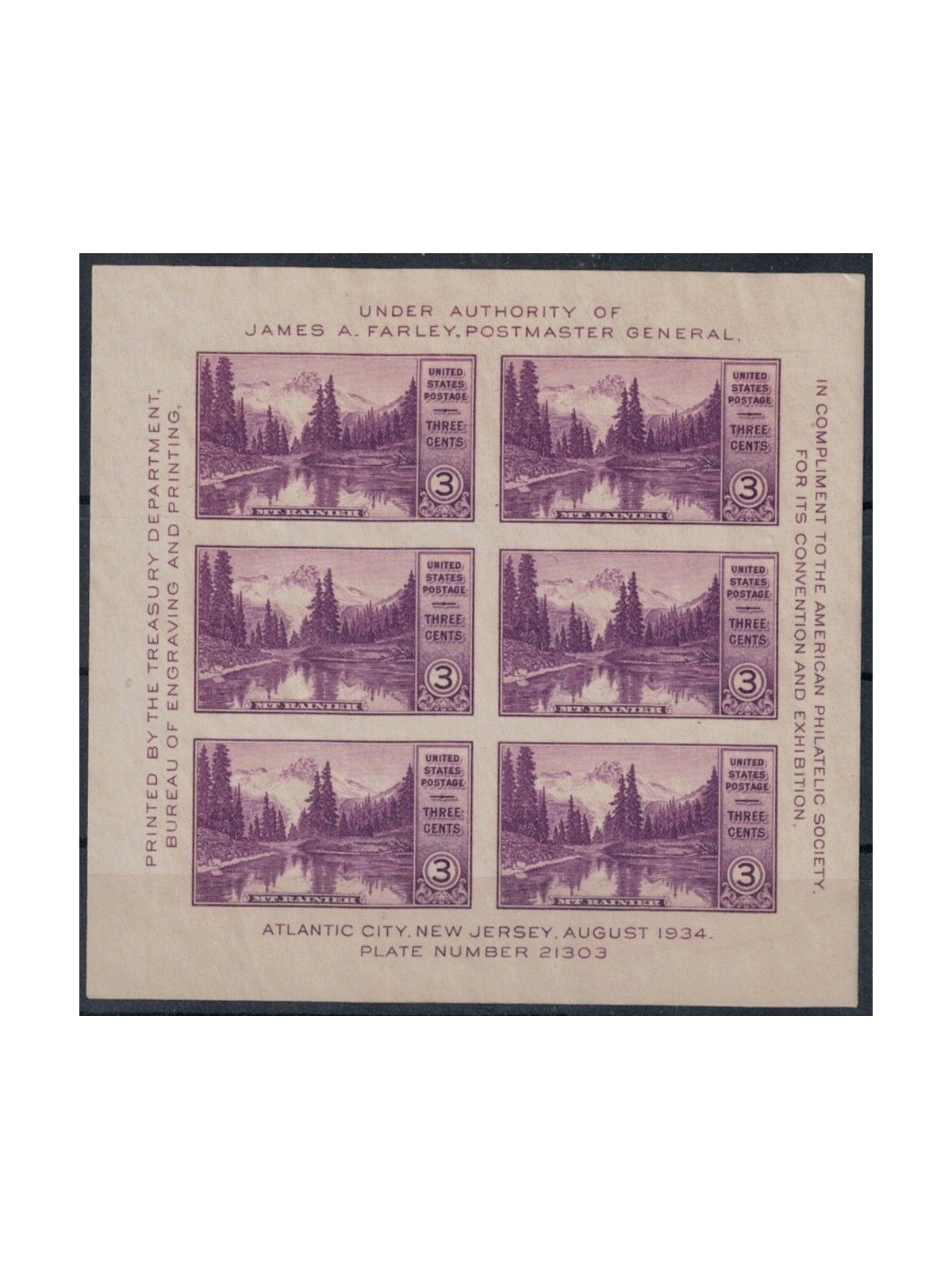 USA 1934 Atlantic City Stamp Show s/s MNH**