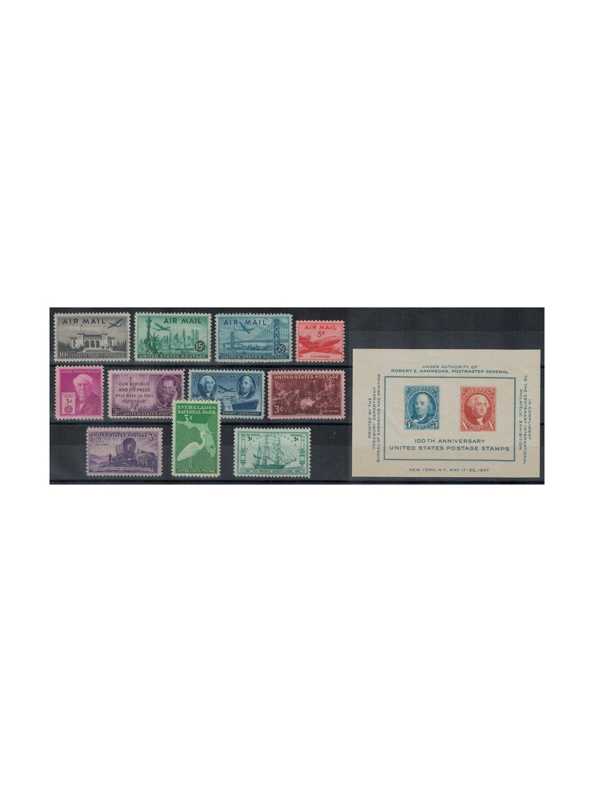 USA 1947 Complete vintage 11v + 1 s/s MNH**
