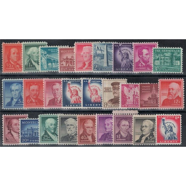 USA 1954-61 Ordinary series Freedom 27v MNH**