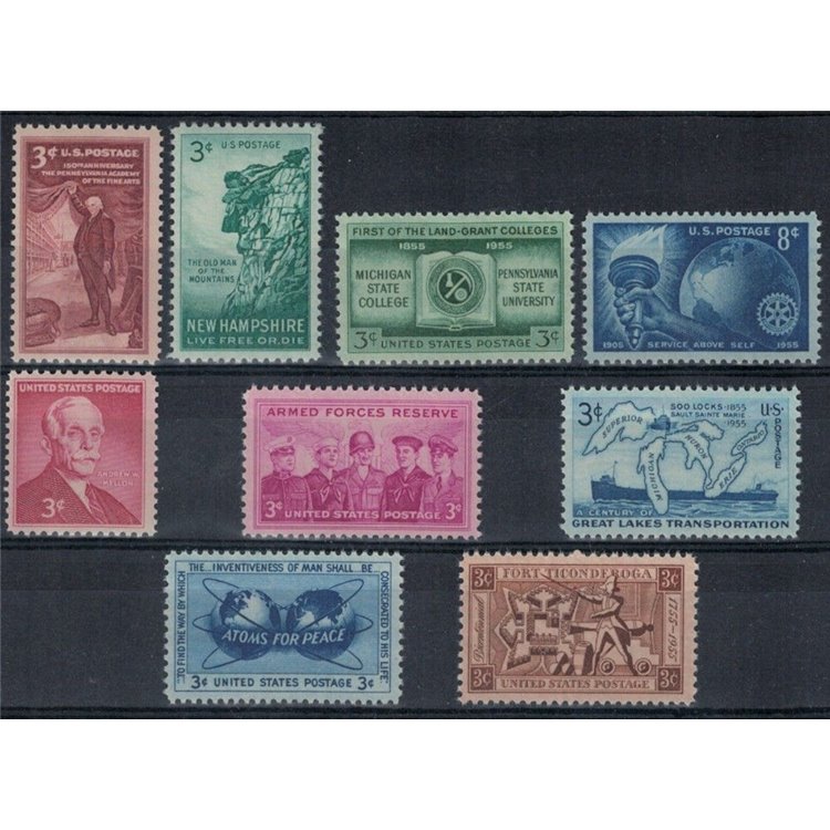 USA 1955 Annata completa 9v MNH**