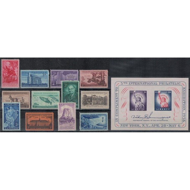 USA 1956 Annata completa 12v + 1 BF MNH**