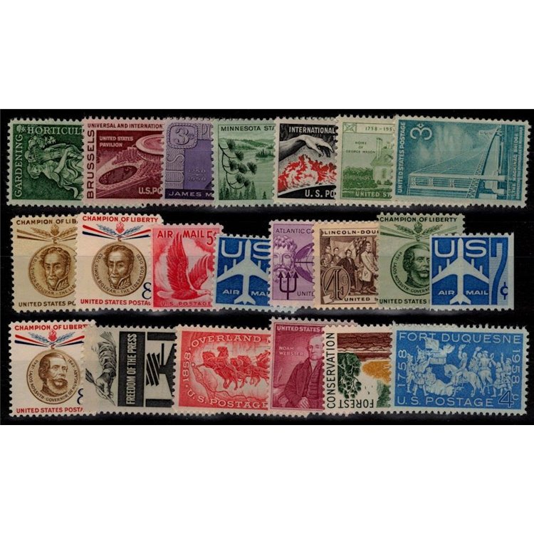USA 1958 Annata completa 21v MNH**