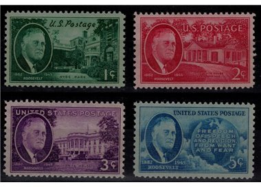 USA 1945 President Roosevelt 4v MNH**