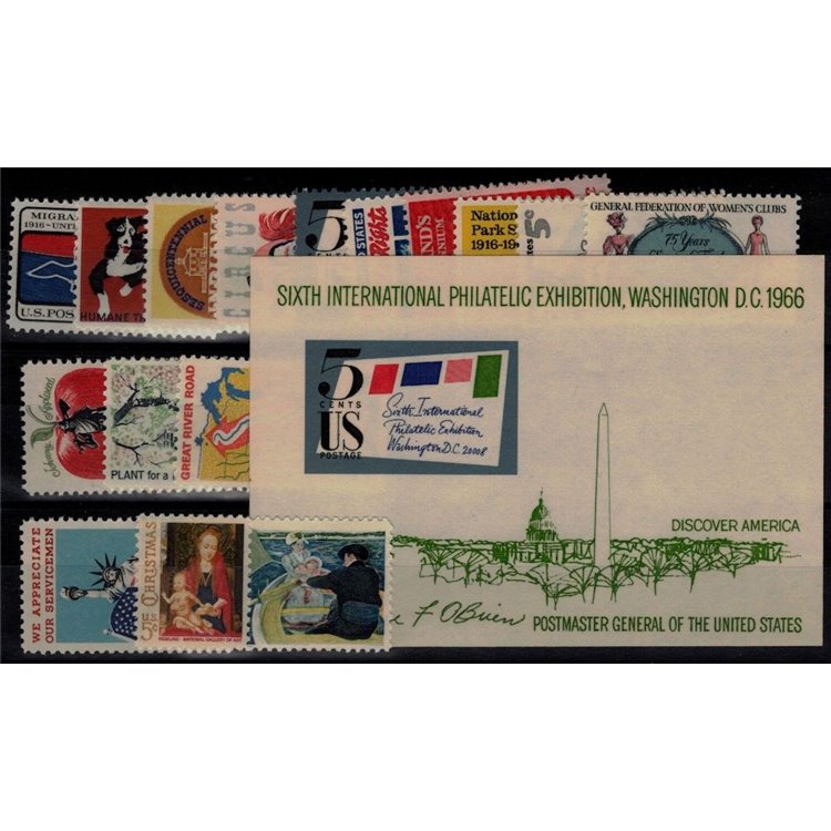 USA 1966 Annata completa 16v + 1 BF MNH**