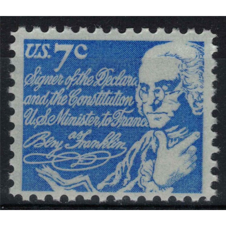 USA 1972 Benjamin Franklin (7c light blue) MNH**