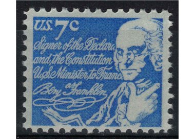 USA 1972 Benjamin Franklin (7c light blue) MNH**
