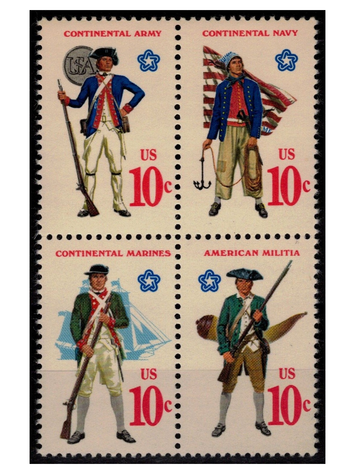 USA 1975 American Revolution (Vintage Uniforms) 4v MNH**