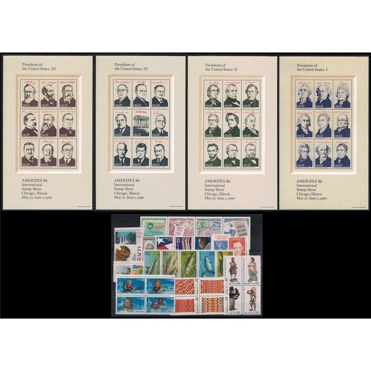 USA 1986 Complete vintage 31v + 4 s/s MNH**