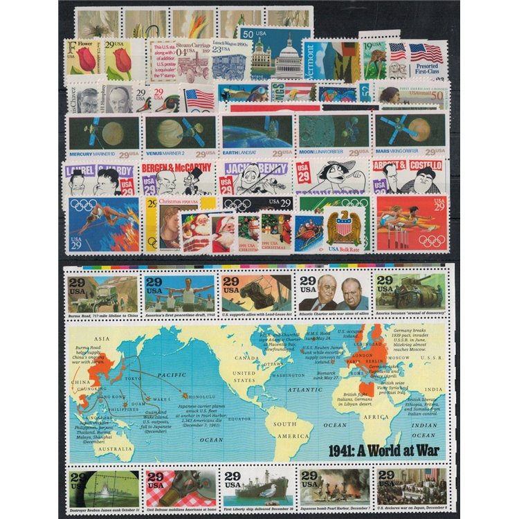 USA 1991 Complete vintage 75v + 1 s/s MNH**