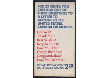 USA 1987 Greetings booklet MNH**