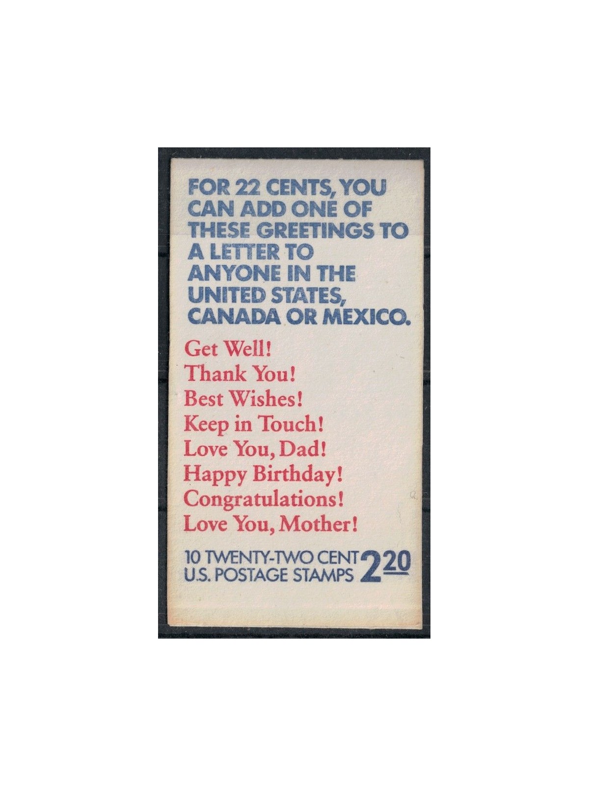 USA 1987 Greetings booklet MNH**