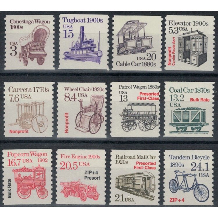 USA 1988 Trasporti 12v MNH**
