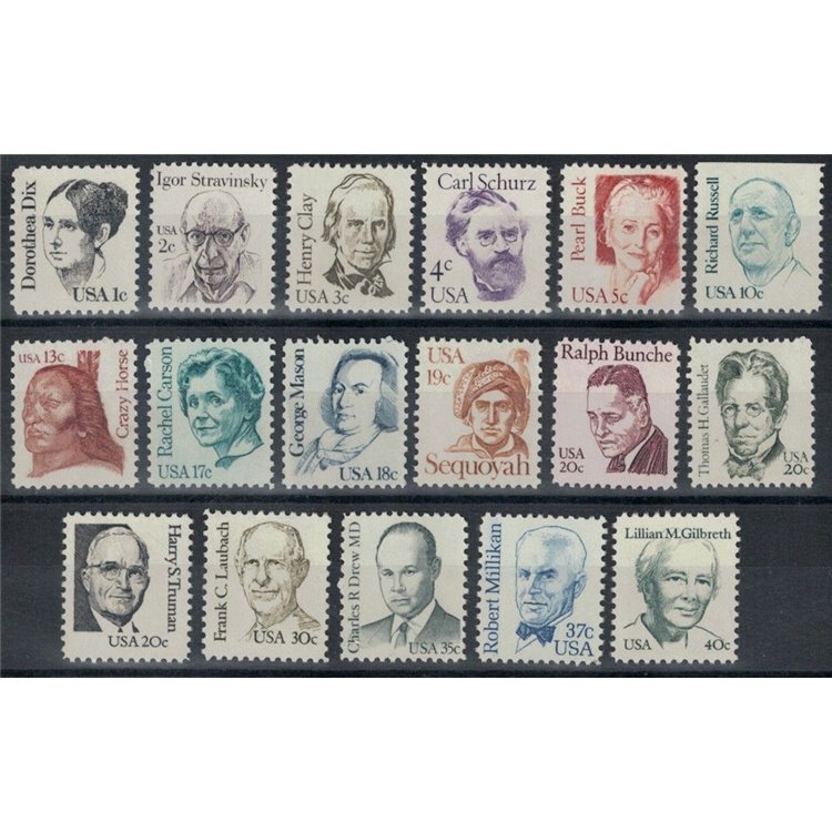USA 1980-84 Great American Characters 17v MNH**