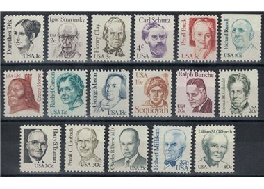 USA 1980-84 Great American Characters 17v MNH**