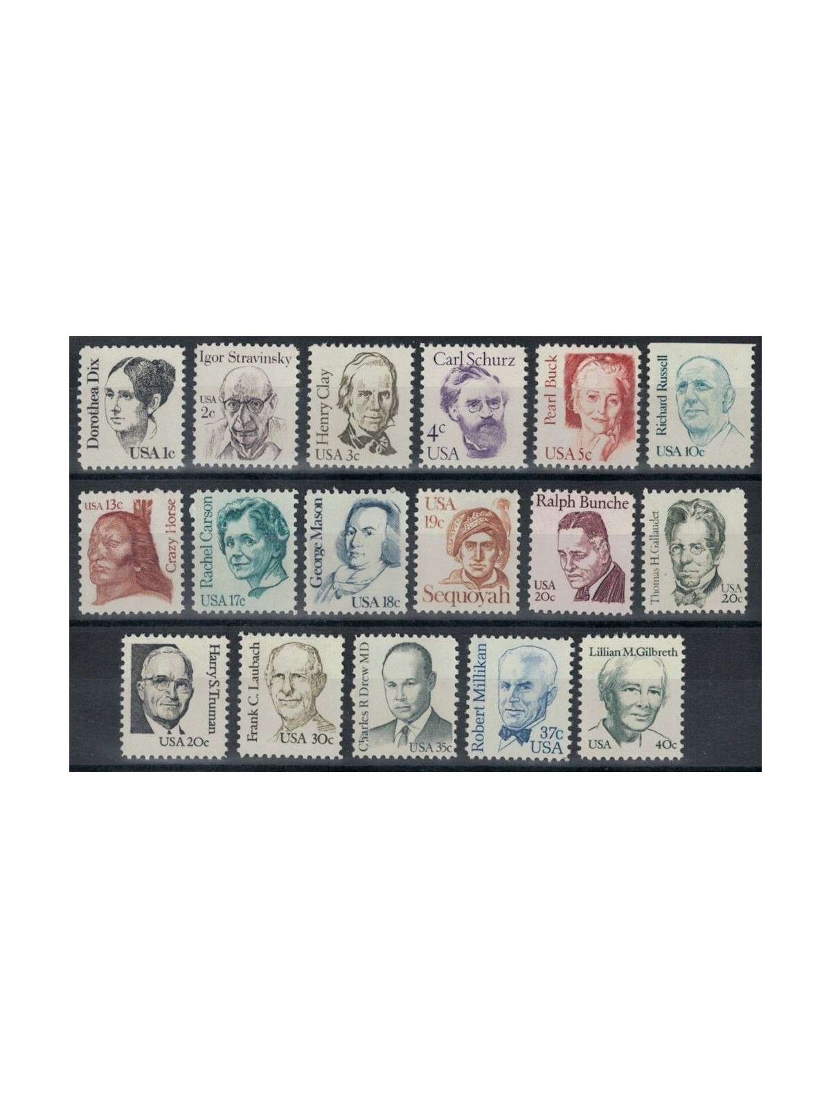 USA 1980-84 Grandi personaggi americani 17v MNH**