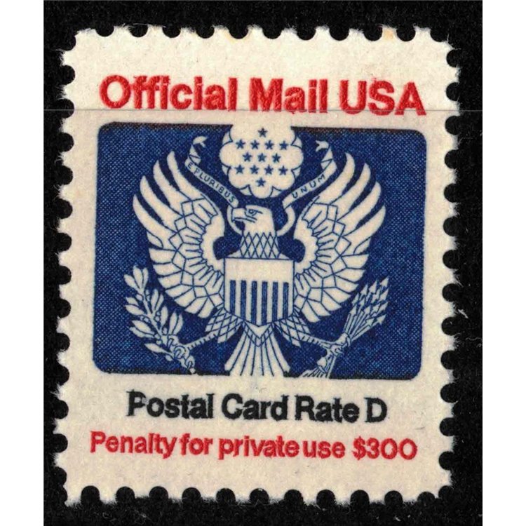 USA 1985 Servizio, Official Mail (Postal Card Rate D) MNH**