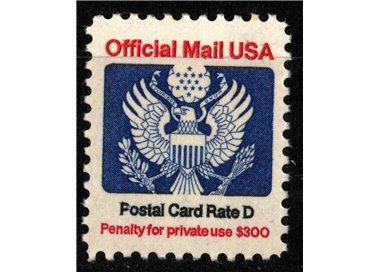 USA 1985 Servizio, Official Mail (Postal Card Rate D) MNH**