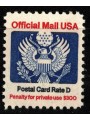 USA 1985 Service, Official Mail (Postal Card Rate D) MNH**