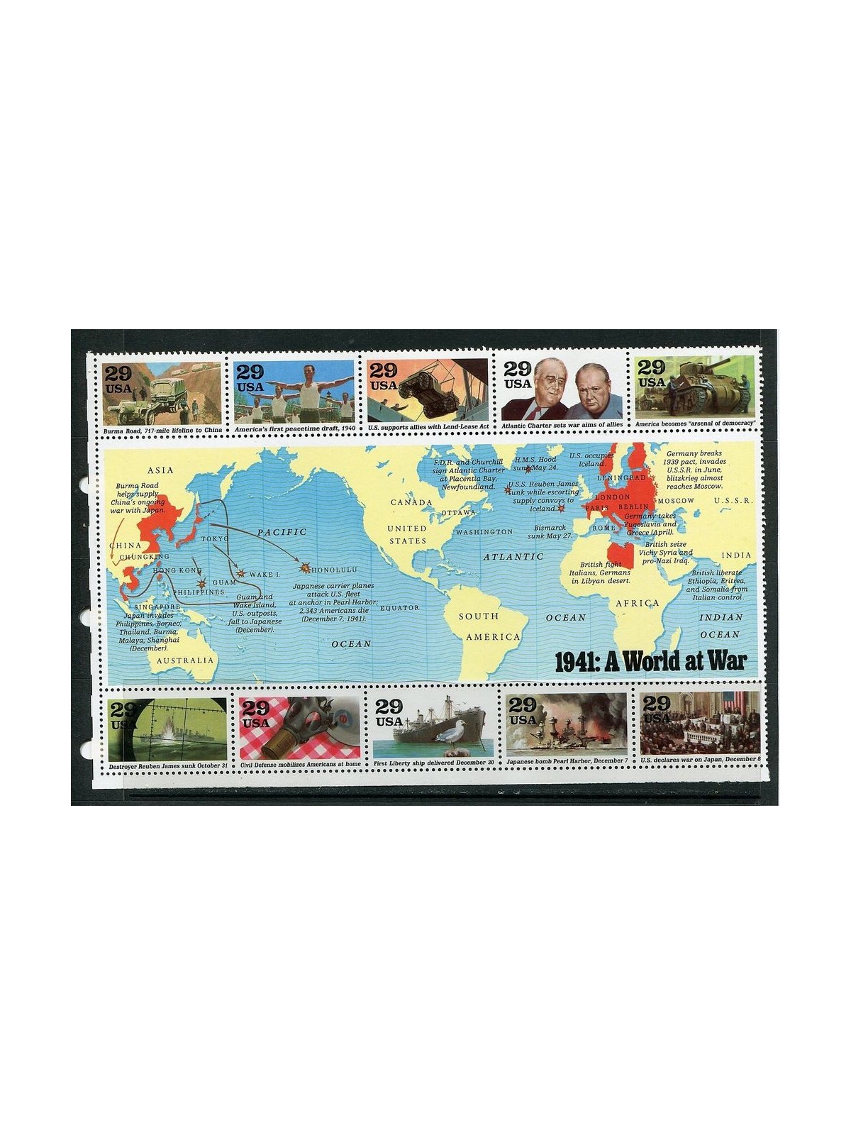 USA 1991 La Seconda Guerra Mondiale (1ª serie) BF MNH**